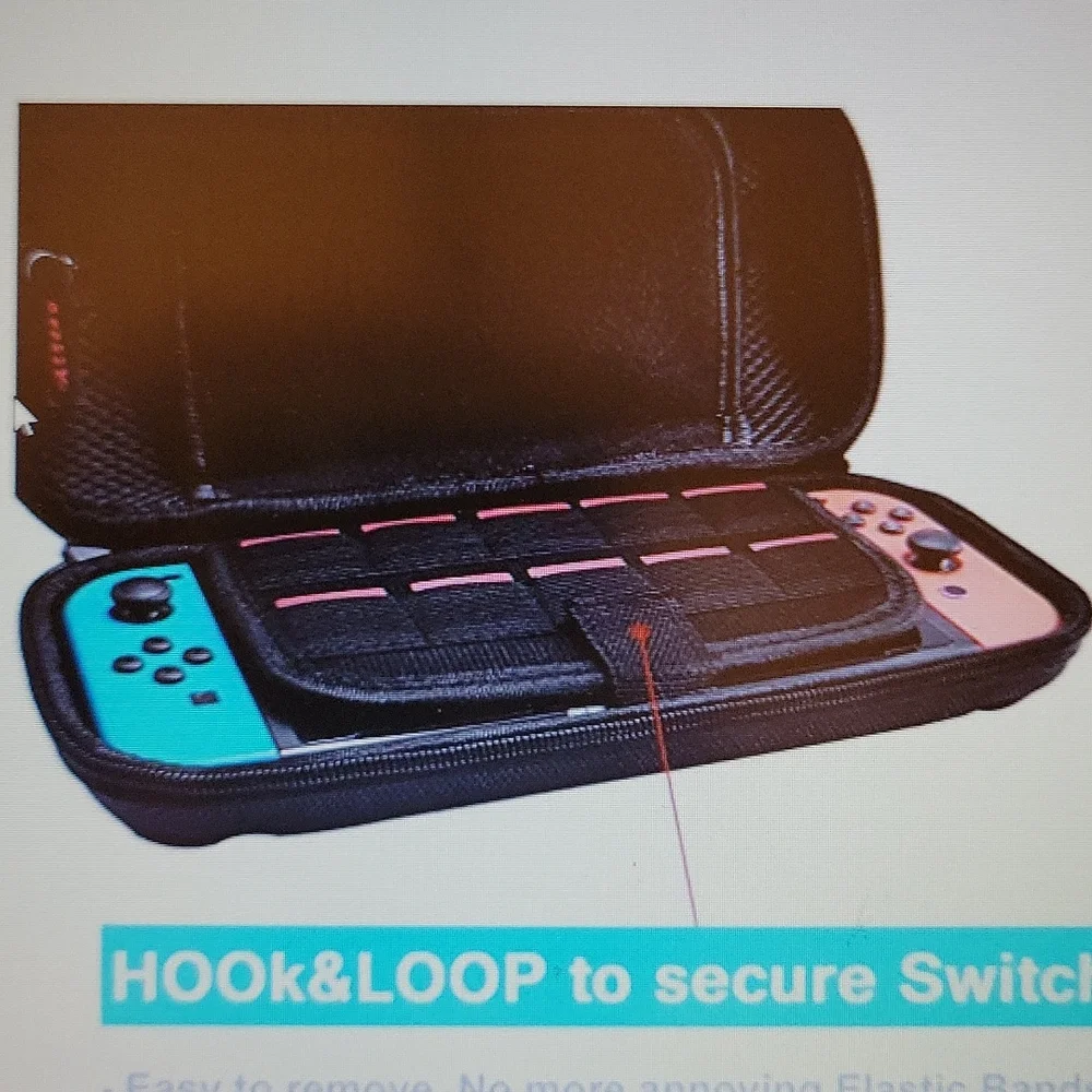 HESTIA GOODS carrying case for Nintendo Switch with hook loop Black  New
